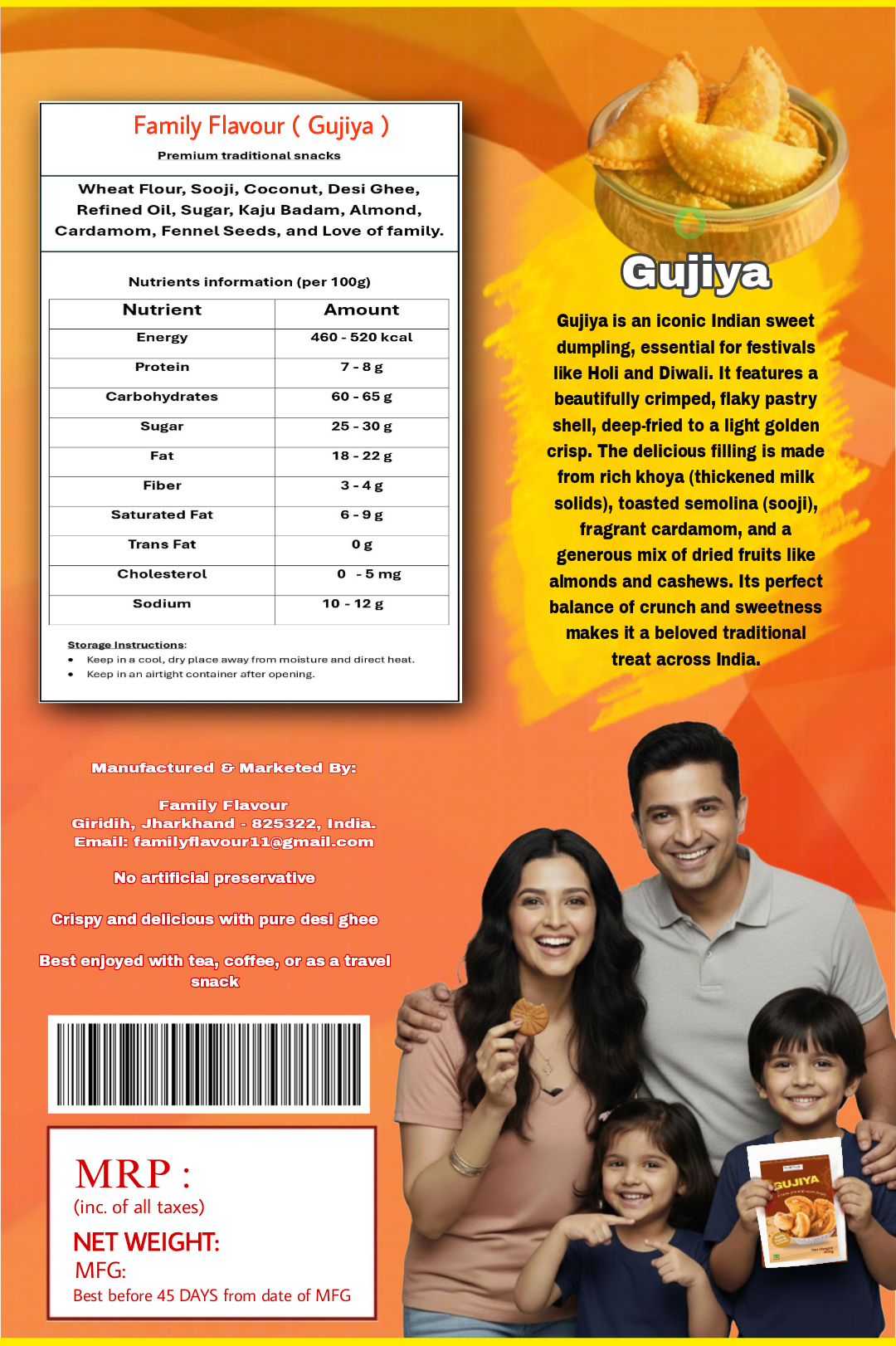 GUJIYA | 250g | Family Flavour Premium Gujiya